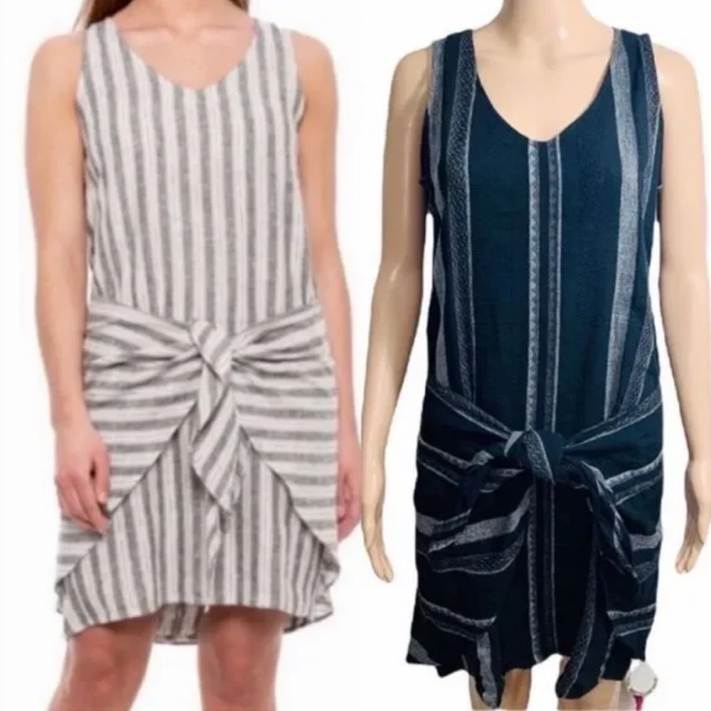 DREW Anthropologie Morgan Dress Black Stripe‎ Mini J22
